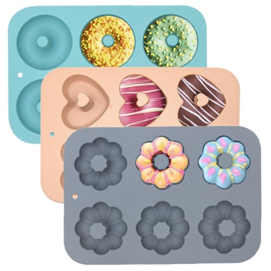 Donut Mold Silicone - 3 Pack Silicone Donut Pan for