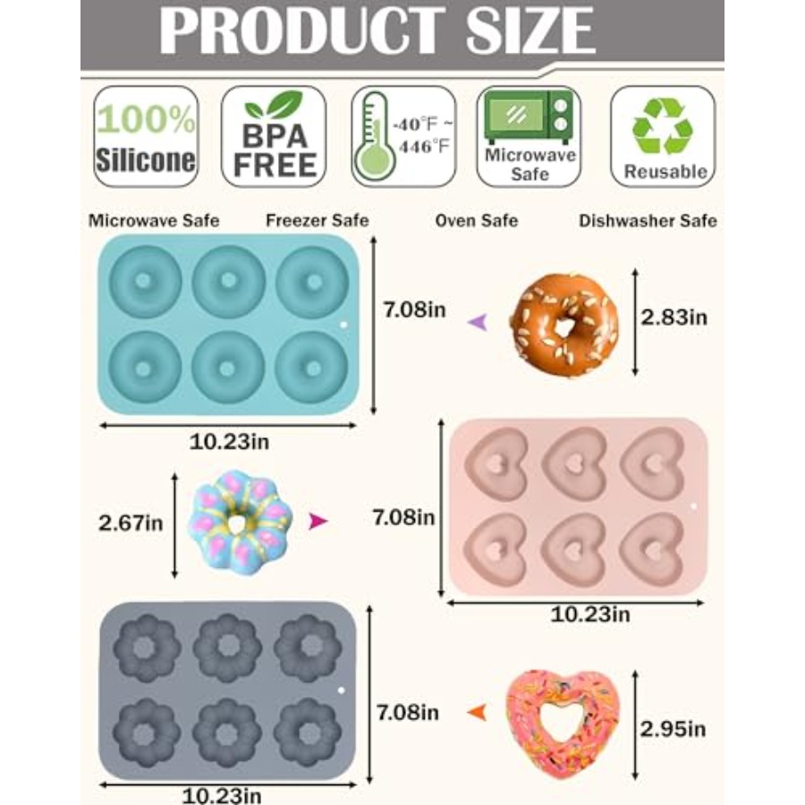 3 Pack Silicone Donut Pan for  - огляд і ціна Donut Mold Silicone